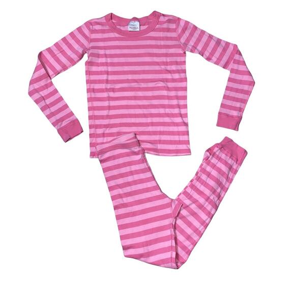 Hanna Andersson Striped Two Piece long john long sleeve Pajama Set sz 12 pink - Picture 2 of 9